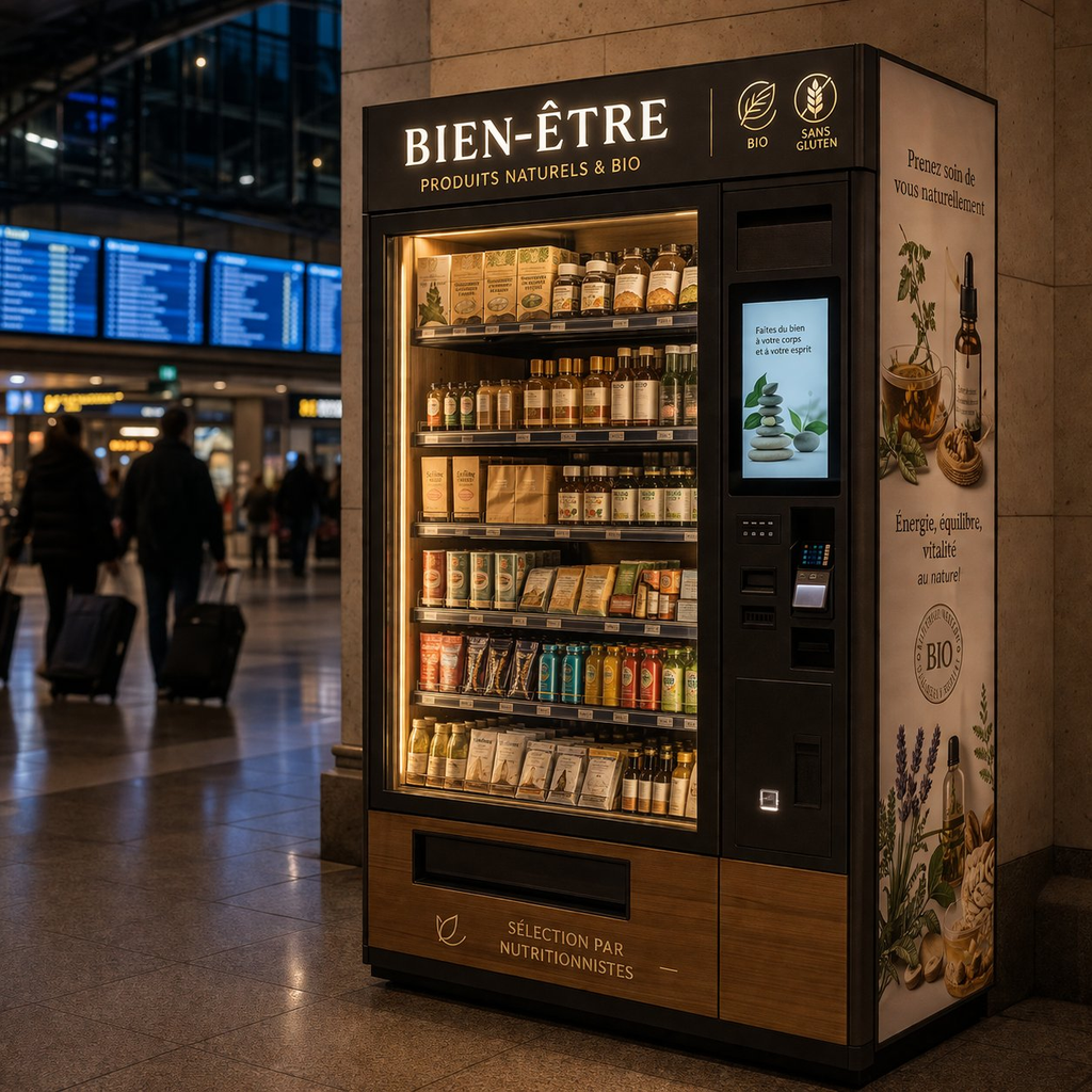 Distributeur automatique bien-être Vendoria - produits naturels et bio 24h/24