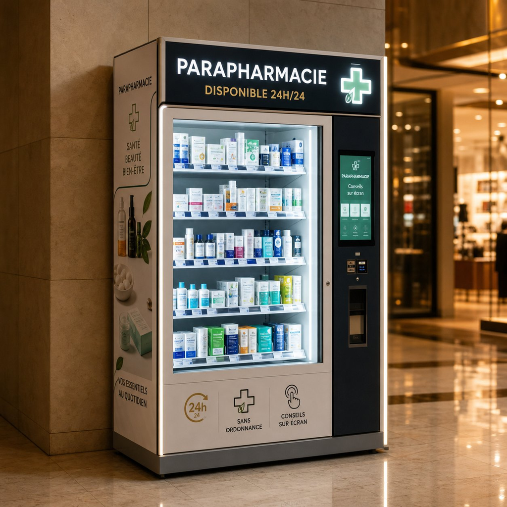 Distributeur automatique parapharmacie Vendoria - produits santé et hygiène 24h/24